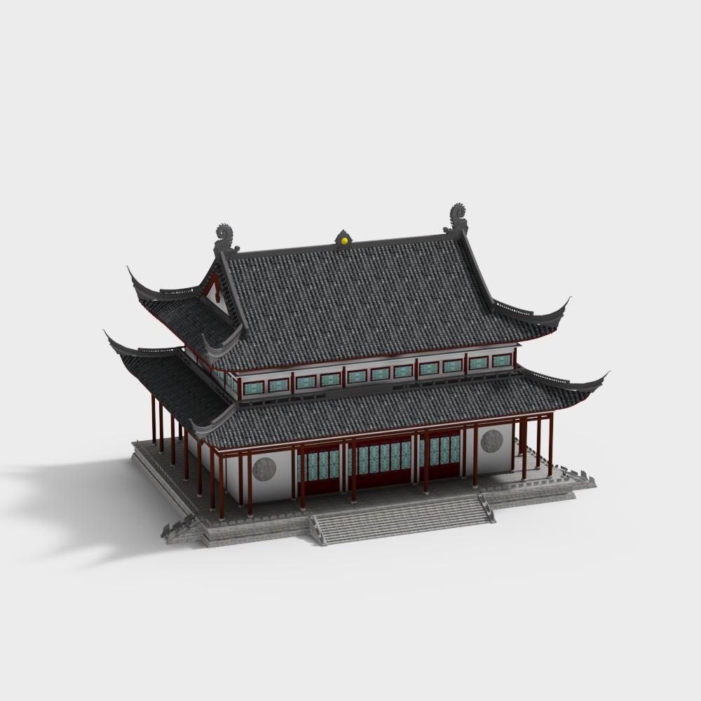 Ancient Style Pavilion 3D Model – Low-Poly Traditional Design