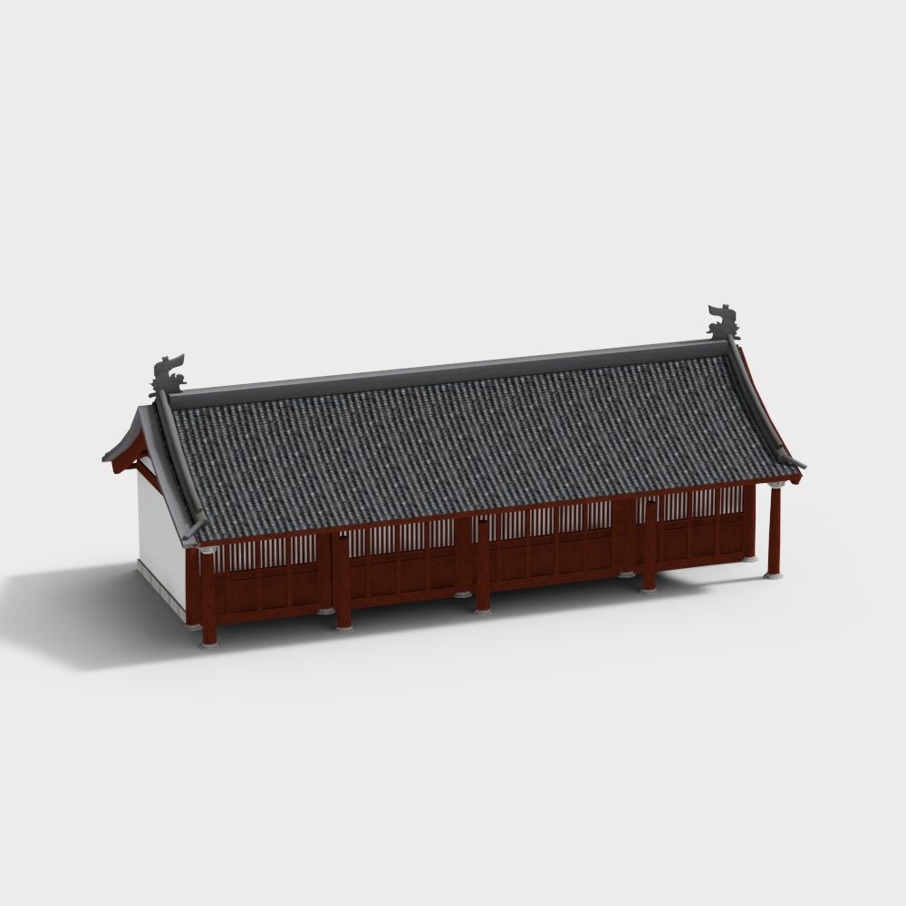 Traditional Chinese Architecture Low-Poly 3D Model