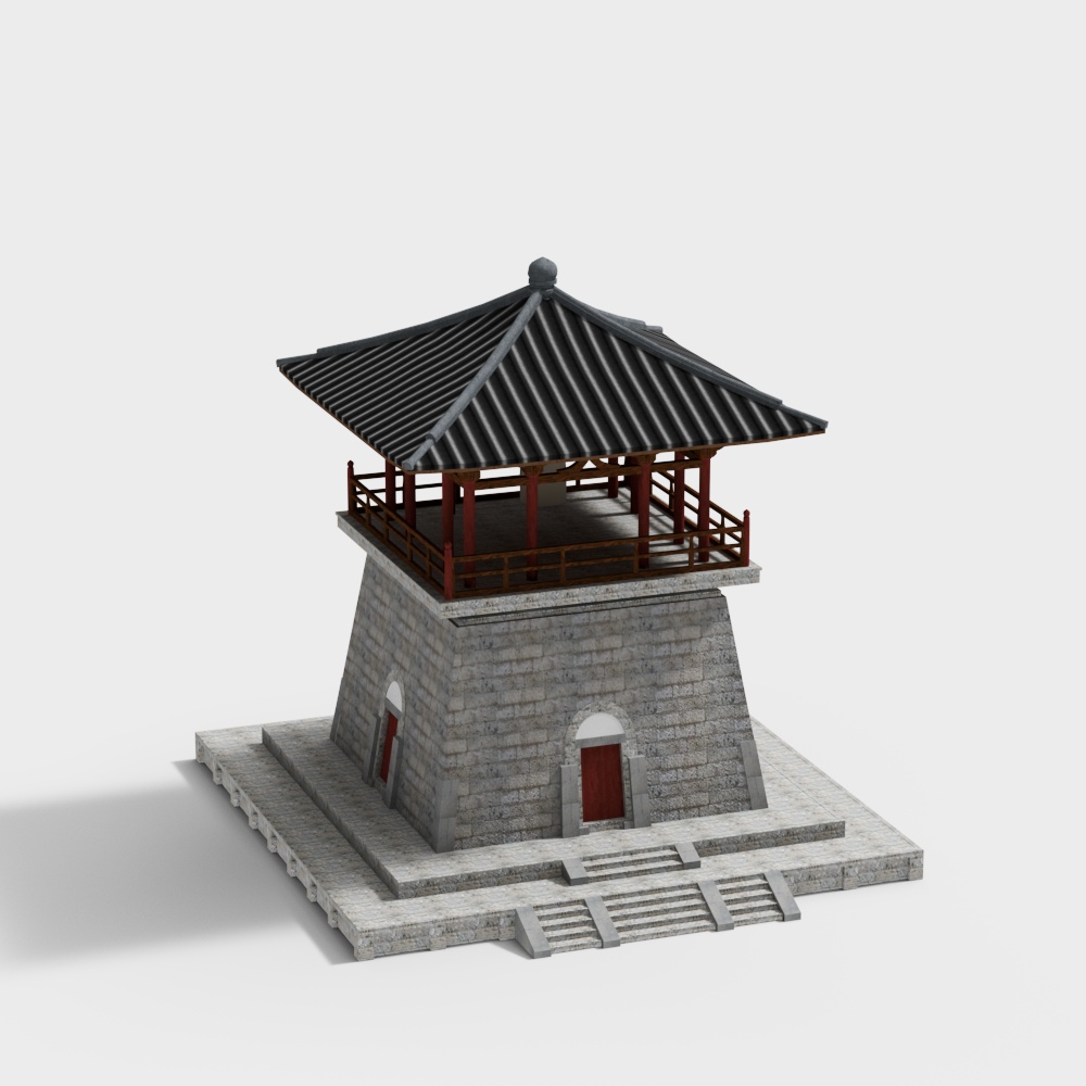 Traditional Asian Stone Tower 3D model