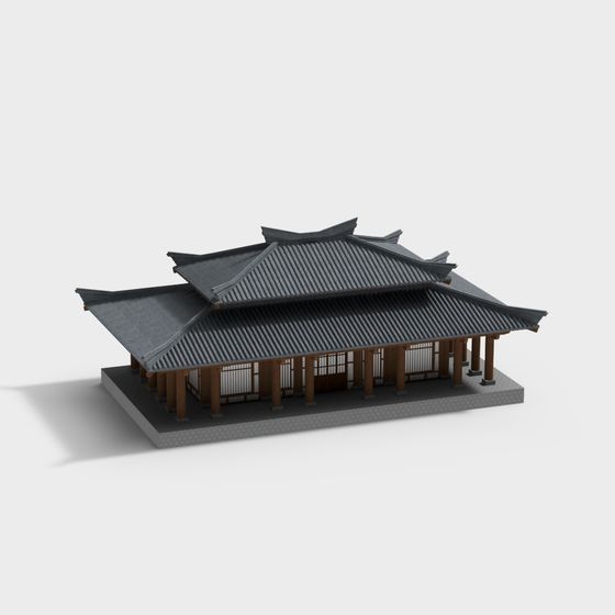 Elegant East Asian Traditional Architecture 3D model