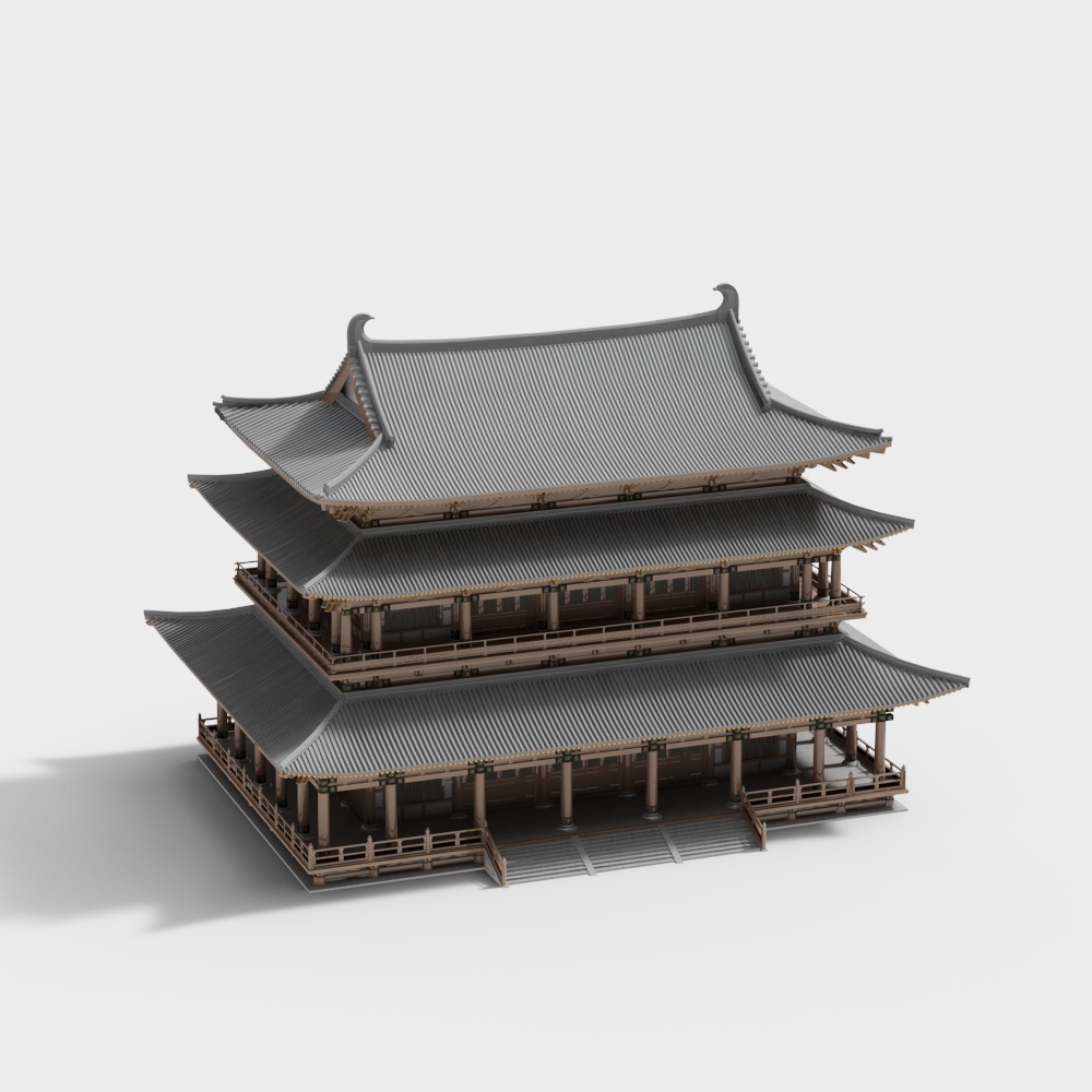 East Asian Architecture 3D Model – Traditional Design