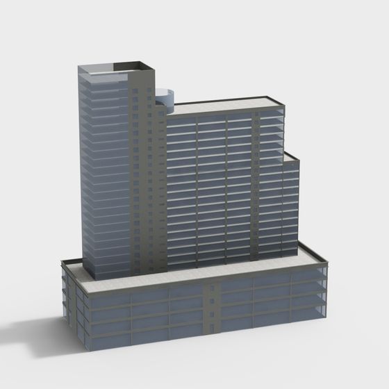 Unique Low-Poly Urban Skyline Building 3D model
