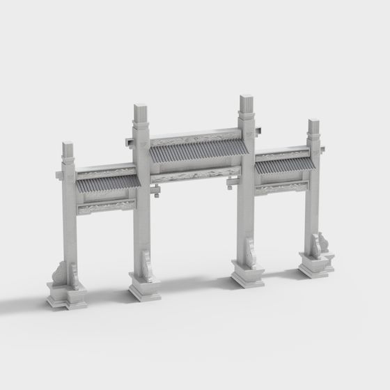 Traditional Chinese Archway 3D Model for Creative Projects