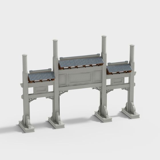 Traditional Chinese Archway 3D model for Creative Projects