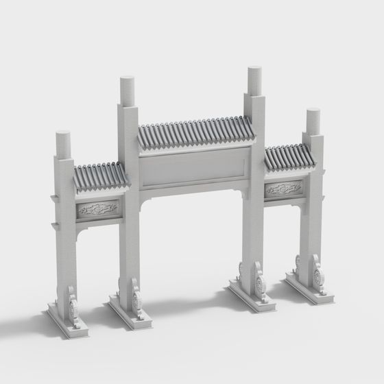 Traditional Chinese Archway 3D Model