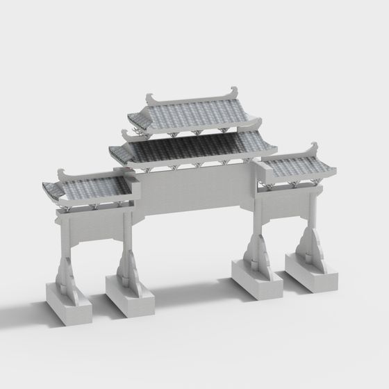 Traditional Chinese Archway 3D model