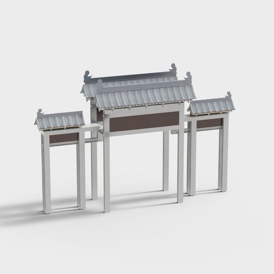 Oriental Gate 3D Model - Unique Chinese Arch