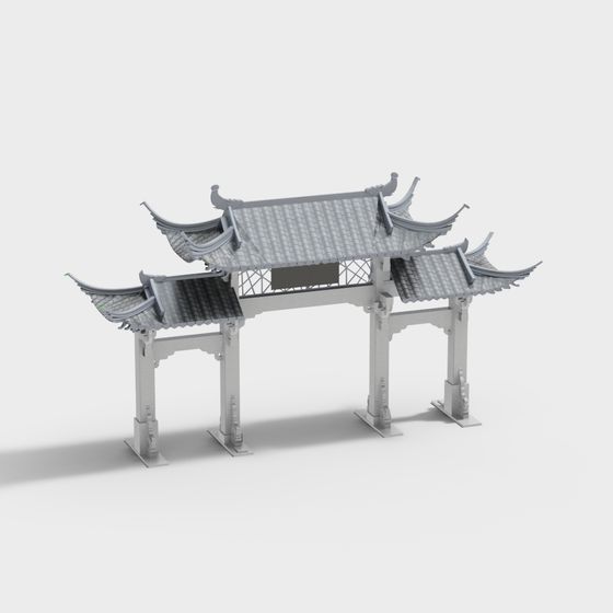 Elegant Chinese Archway 3D model