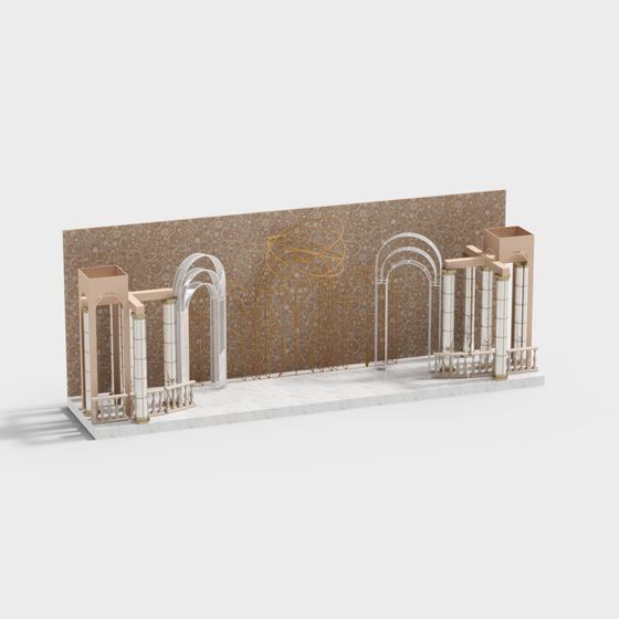 Classical Garden Corridor Bridge 3D model for Creative Spaces