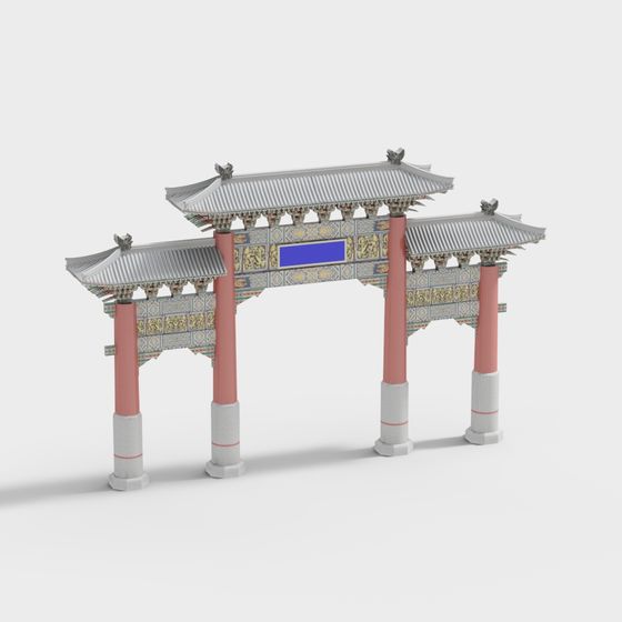 Traditional Chinese Archway 3D model