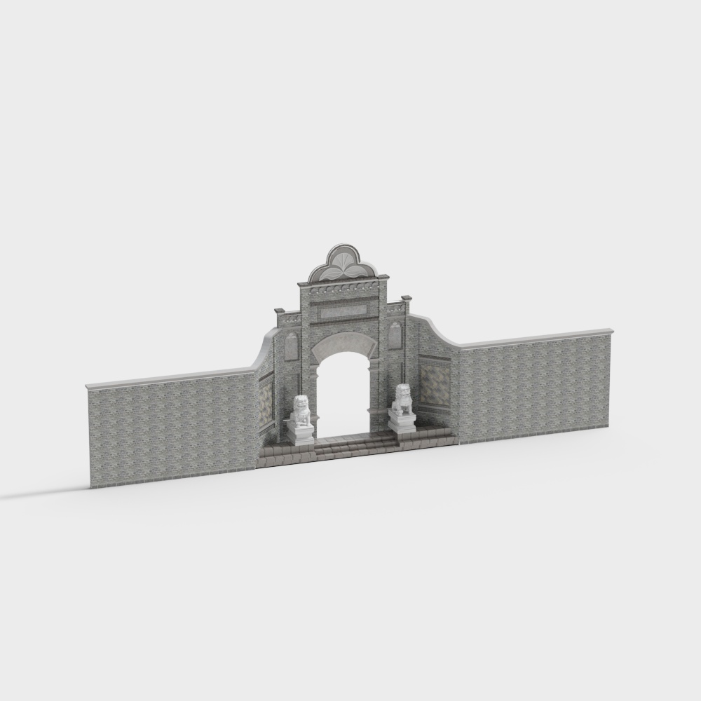 Low-Poly Chinese Archway 3D Model
