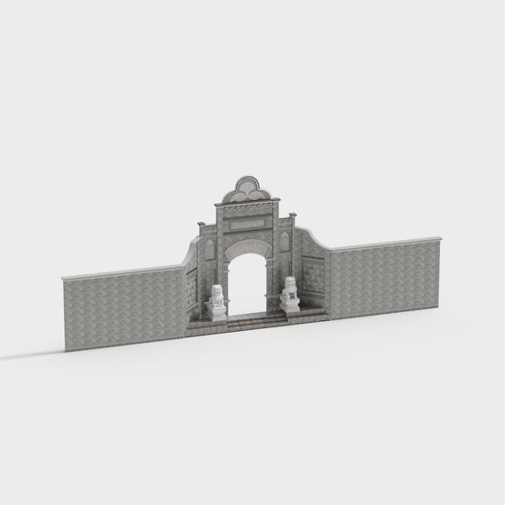 Low-Poly Chinese Archway 3D Model