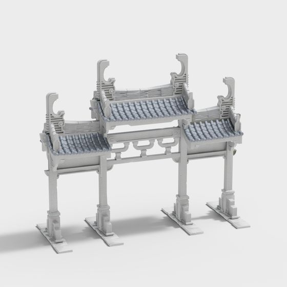 Elegant Low-Poly Ancient Style Bridge 3D model