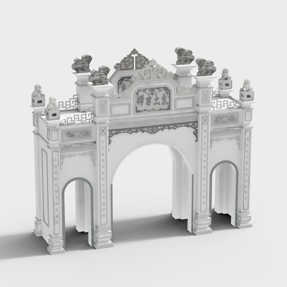 Elegant Chinese Archway 3D model