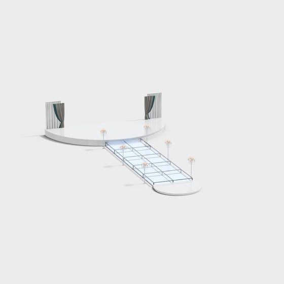 屋内モダンウェディングのガラスキャットウォーク