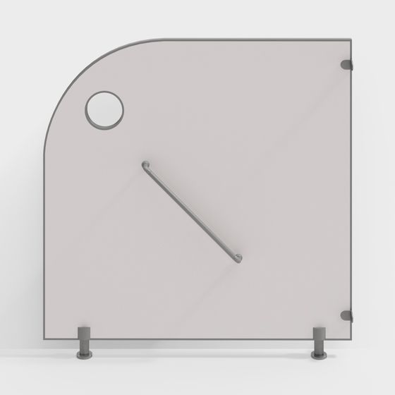 Curved Glass Partition Wall 3D model for Modern Spaces