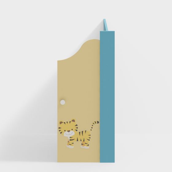 Charming Low-Poly Tiger Door 3D model