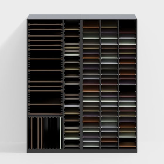 Urban Bookshelf Low-Poly 3D model