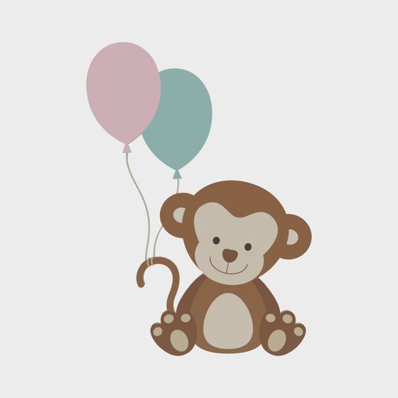 Charming Monkey with Balloons 3D model