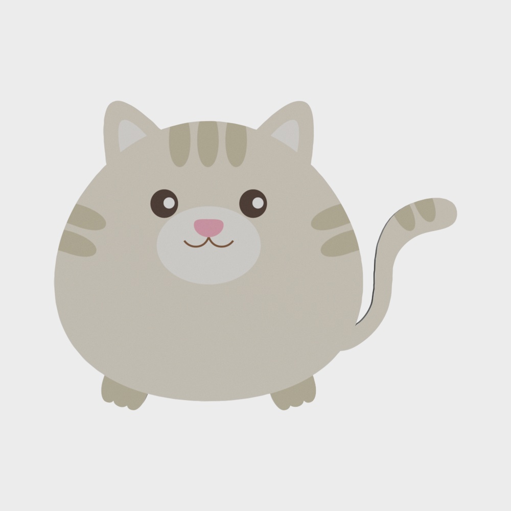 Adorable Low-Poly Cat 3D Model Whiskers