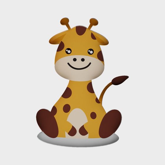 Charming Low-Polygon Giraffe 3D model in a Whimsical Forest