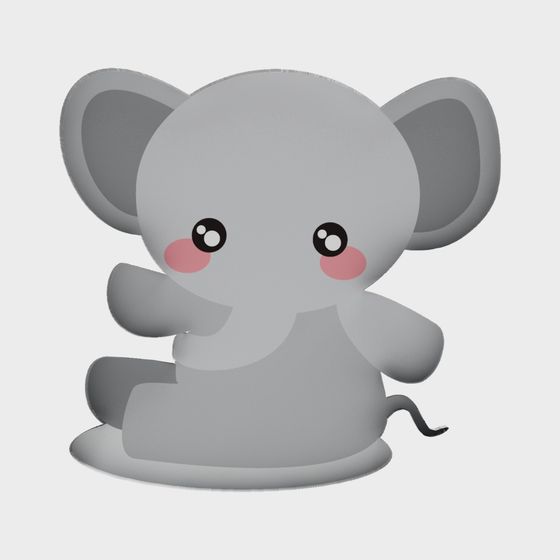 Adorable Baby Elephant 3D model