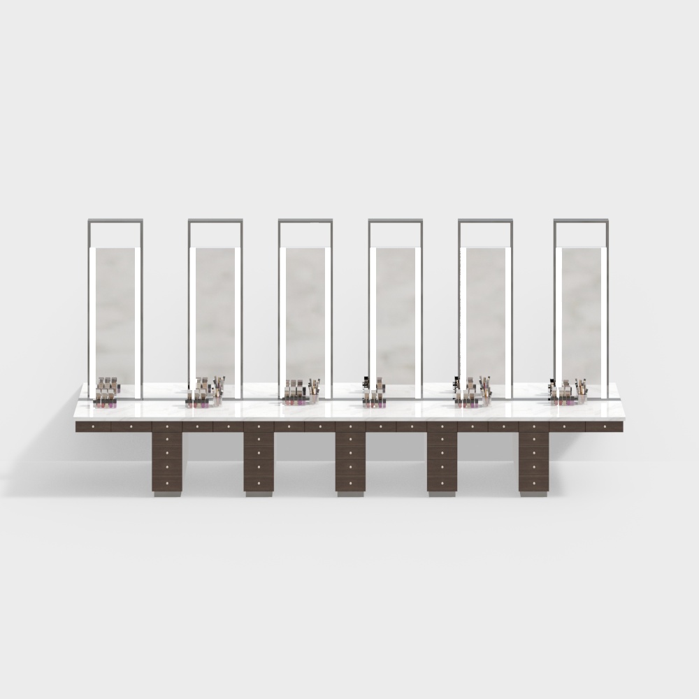 Professional double-sided dressing table in large powder room