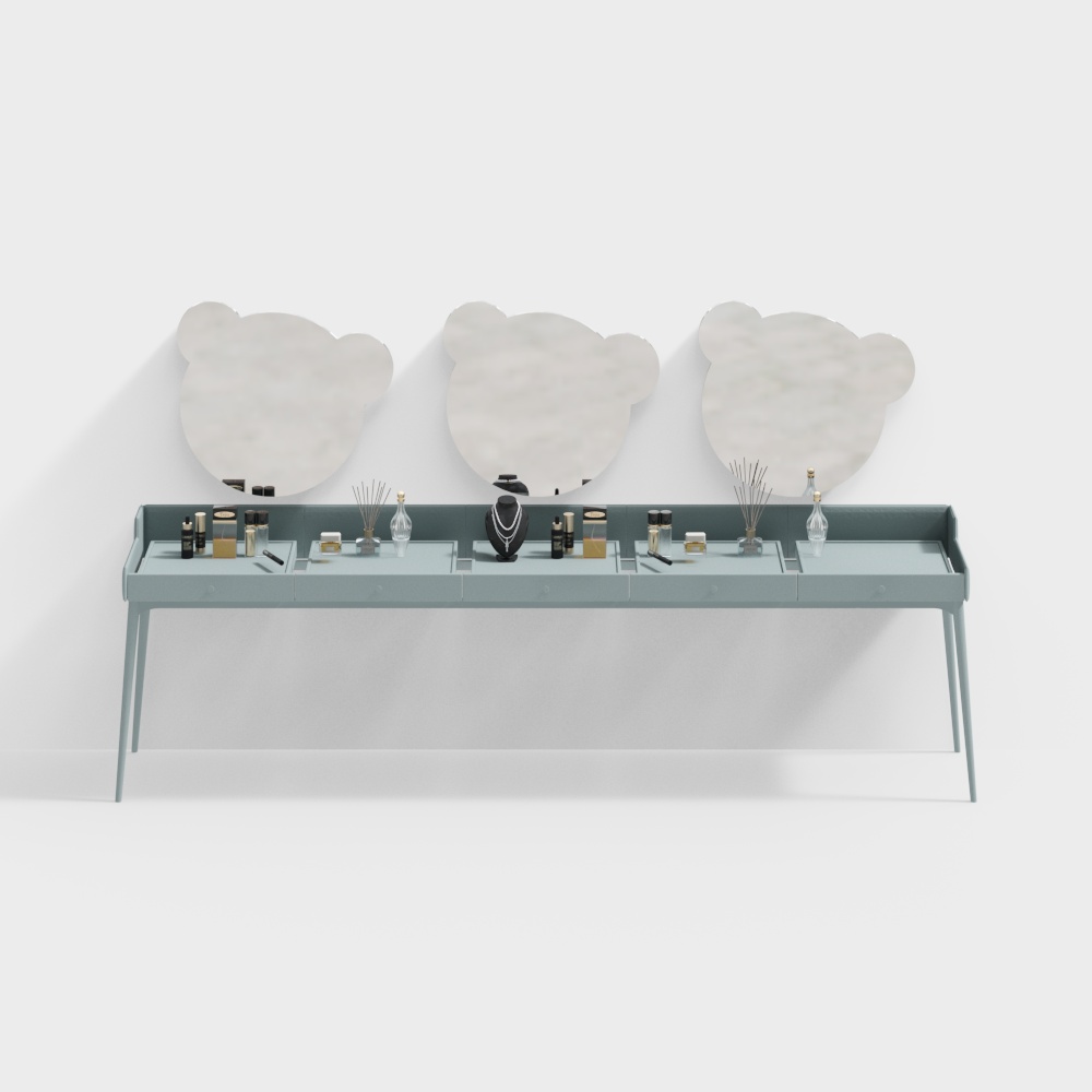 Leather dressing table in powder room