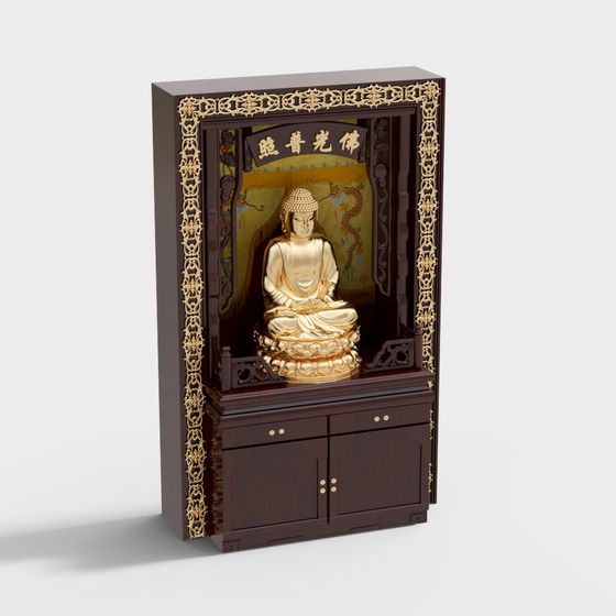 Zen-Inspired Buddha Altar 3D model