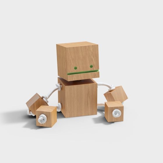 Wooden Block Robot 3D model