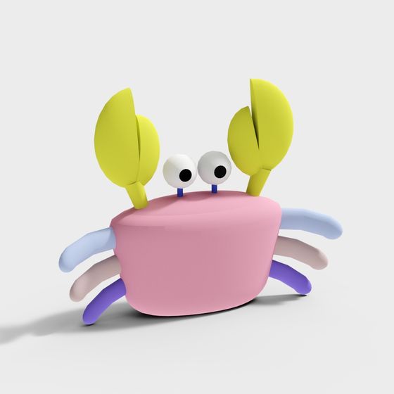 Adorable Low-Poly Crab 3D Model - Crabbie