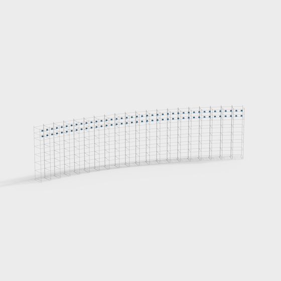 Industrial Fence 3D Model with Low Poly Design