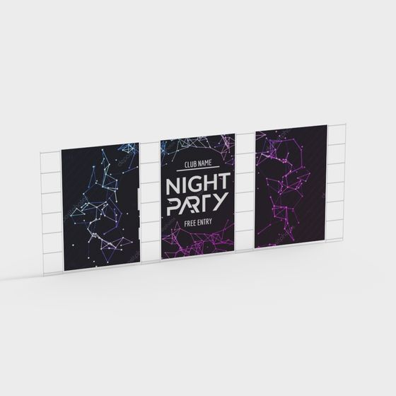 Night Party 3D Banner Model