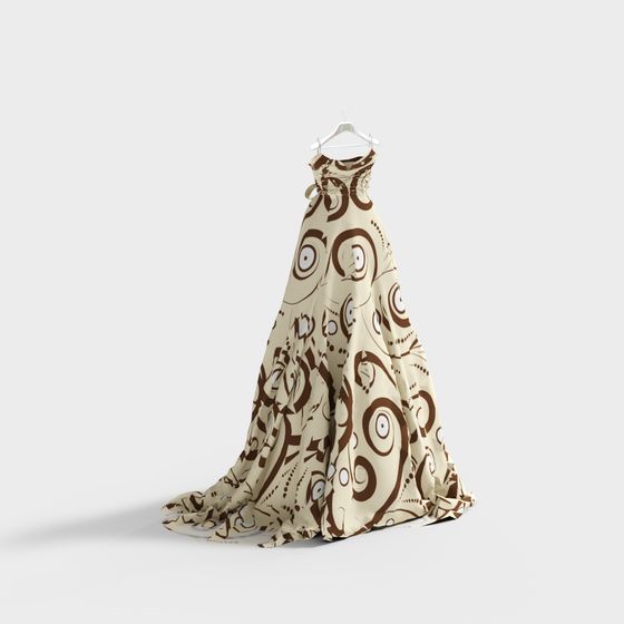 Abstract Art Long Skirt 3D model