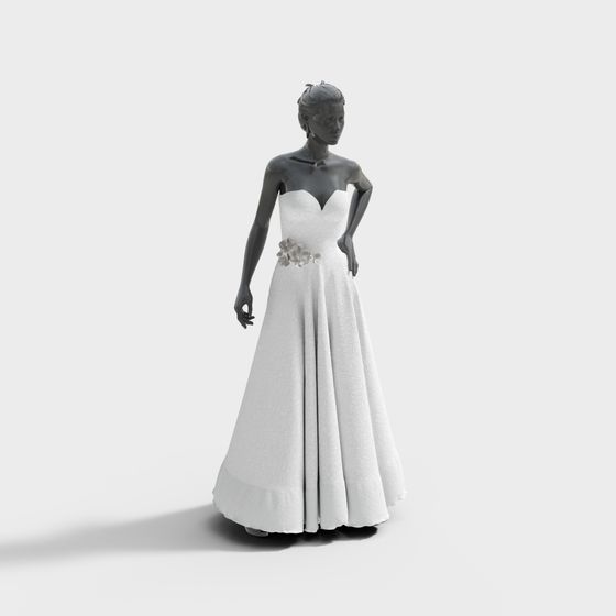 흰색 일반 웨딩 드레스