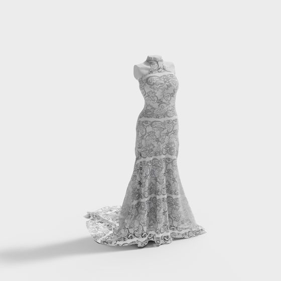 Váy cưới dài trắng