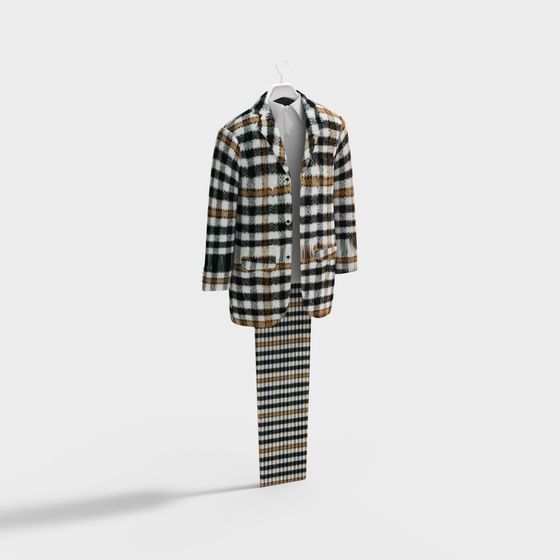 Chic Checkered Suit 3D Model for Modern Applications