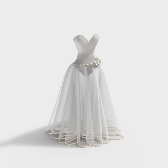 Elegant Wedding Dress 3D model
