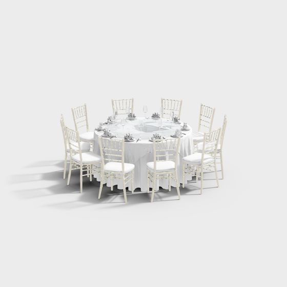 Stylish Round Dining Table 3D model for Elegant Events