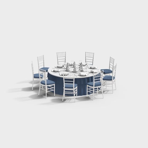 Elegant Round Banquet Table 3D model