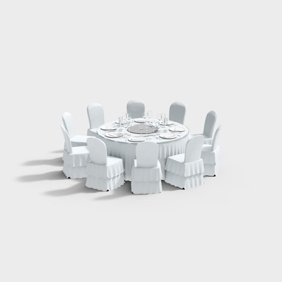 Elegant Round Dining Table 3D model