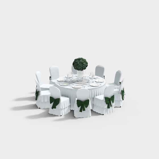 Elegant Round Dining Table 3D model