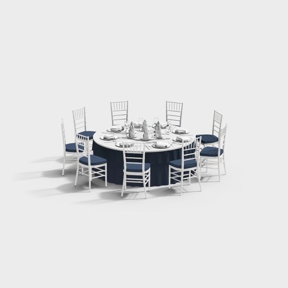 Elegant Round Banquet Table 3D model