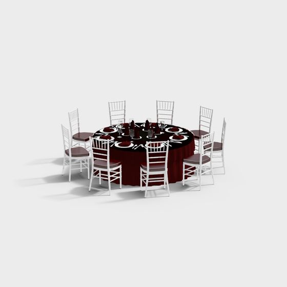 Elegant Round Dining Set 3D model