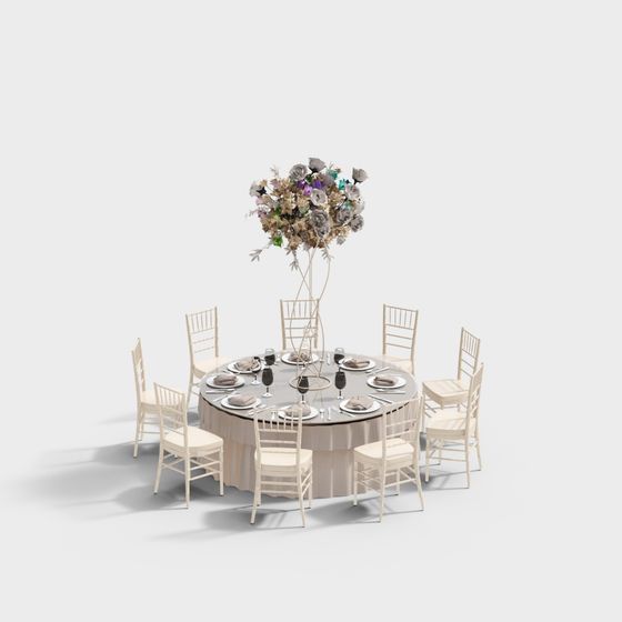Elegant Banquet Table 3D model