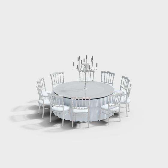 Elegant Circular Dining Table 3D model