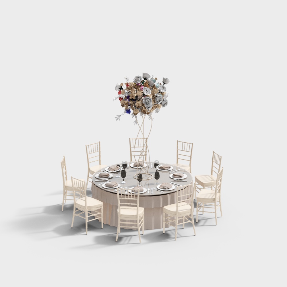 Modern wedding aesthetic tables and chairs