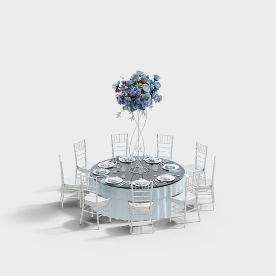 Elegant Banquet Table 3D model