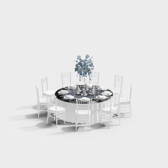 Elegant Banquet Table 3D model