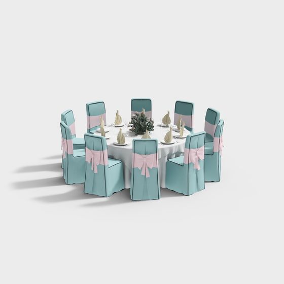 Elegant Dinner Table 3D model for Exquisite Events